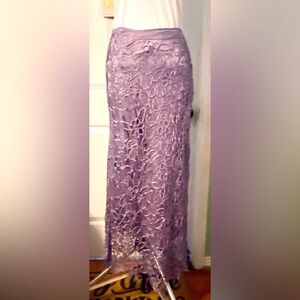 Maxi skirt 100% silk crochet. Lavender hue, sz L.